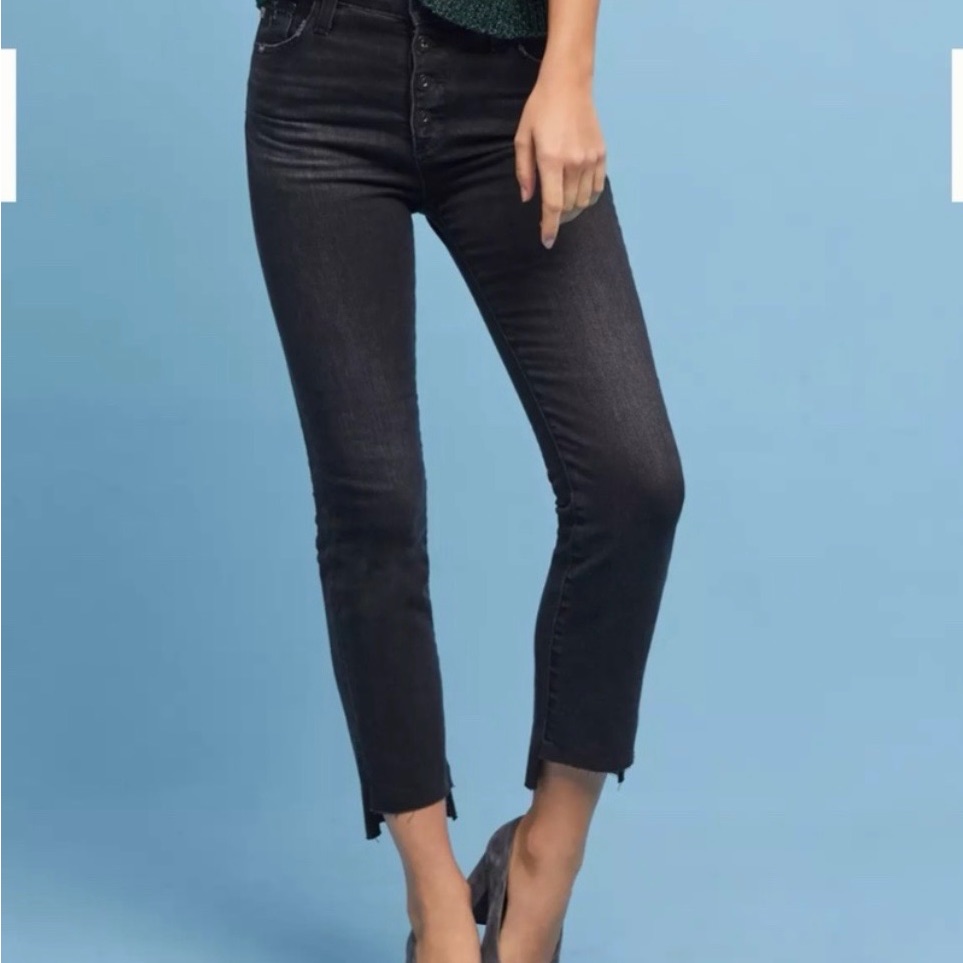Ag Adriano Goldschmied Black Cropped Jeans